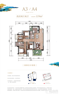 金科博翠山1/2/4/7#楼A3/A4户型图